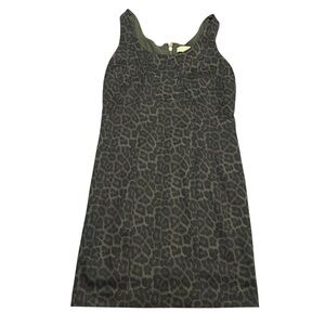 Michael Kors Leopard Print Mini Dress Black Green Gold Size 10 Cocktail Business
